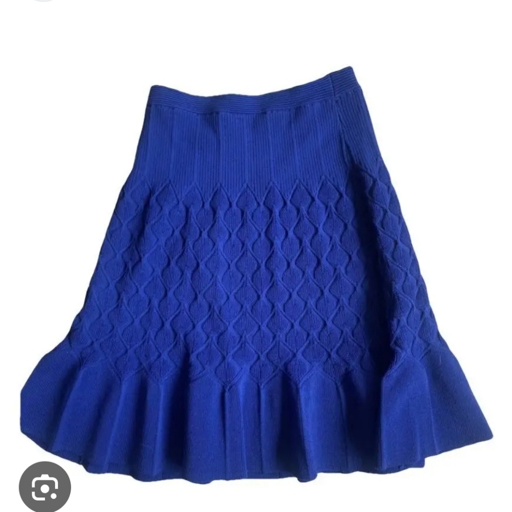 Sandro Cobalt Blue Textured Knit Mini Skirt